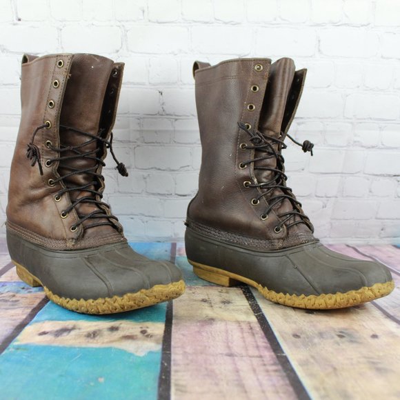 LL Bean Brown Leather Unlined Mid-Calf Hunting Duck Bean Boot Size 11 M - Picture 3 of 9